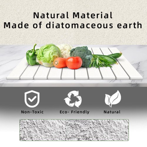 Stone Drying Mat for Kitchen Counter, Collapsible Dish Drying Mat, Fast Drying Diatomaceous Earth Dish Drying Mats, Water Absorbent Diatomite Kitchen Mat (white, small)