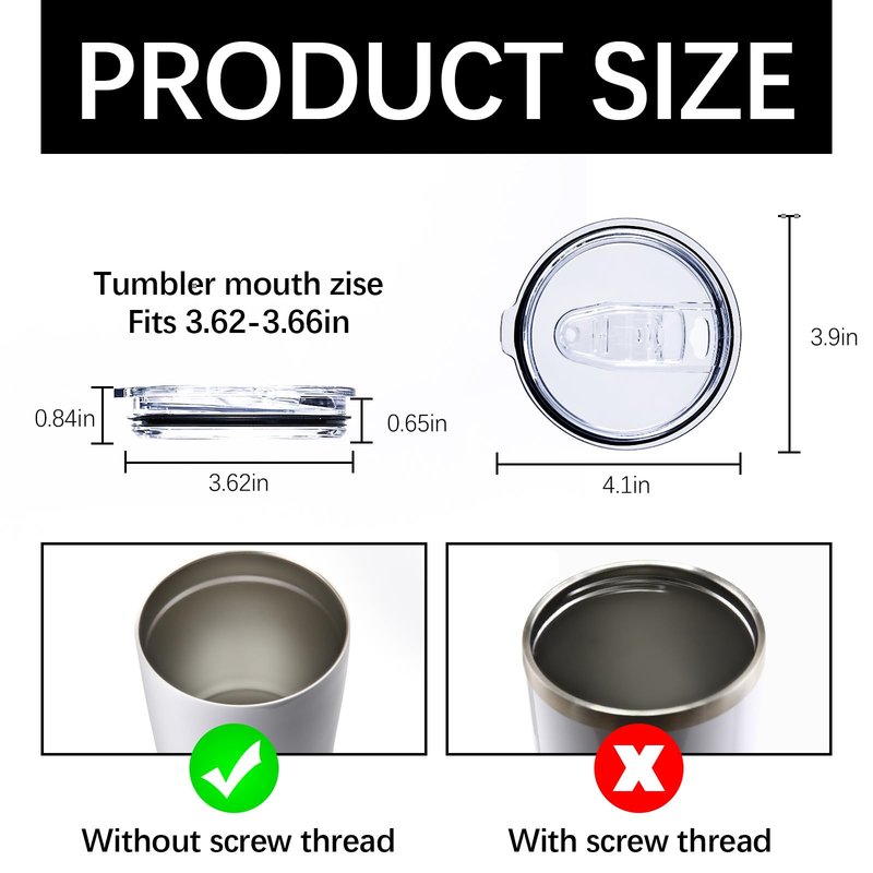 8 Pack 30 oz Tumbler Replacement Lids Plastic Splash Covers tops for 30 oz coffee cup lids Clear Cup Covers for Inner diameter 3.62 to 3.66 Inch Mouth Tumbler Cooler