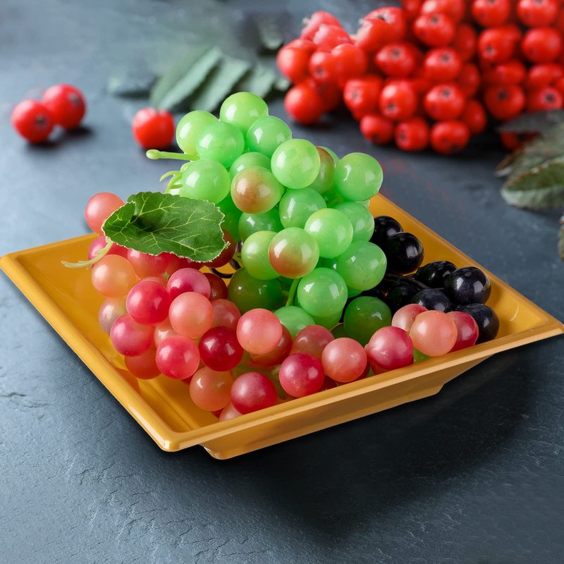 Patelai 100 Pcs Christmas Gold Bowl Square Plastic 12 oz Disposable Serving Bowls for Cookies Snack Chips Nuts Candy Salad, Supplying to Wedding Birthday Gathering Outdoor Party