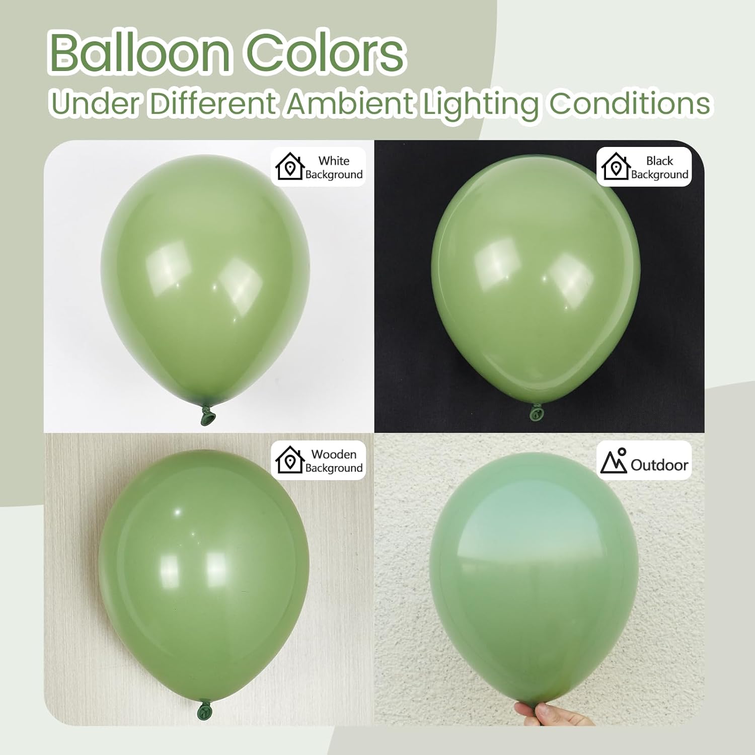 Sage Green Balloons - 12-Inch Light Pastel Latex Balloons | 50-Pack for Weddings & Parties