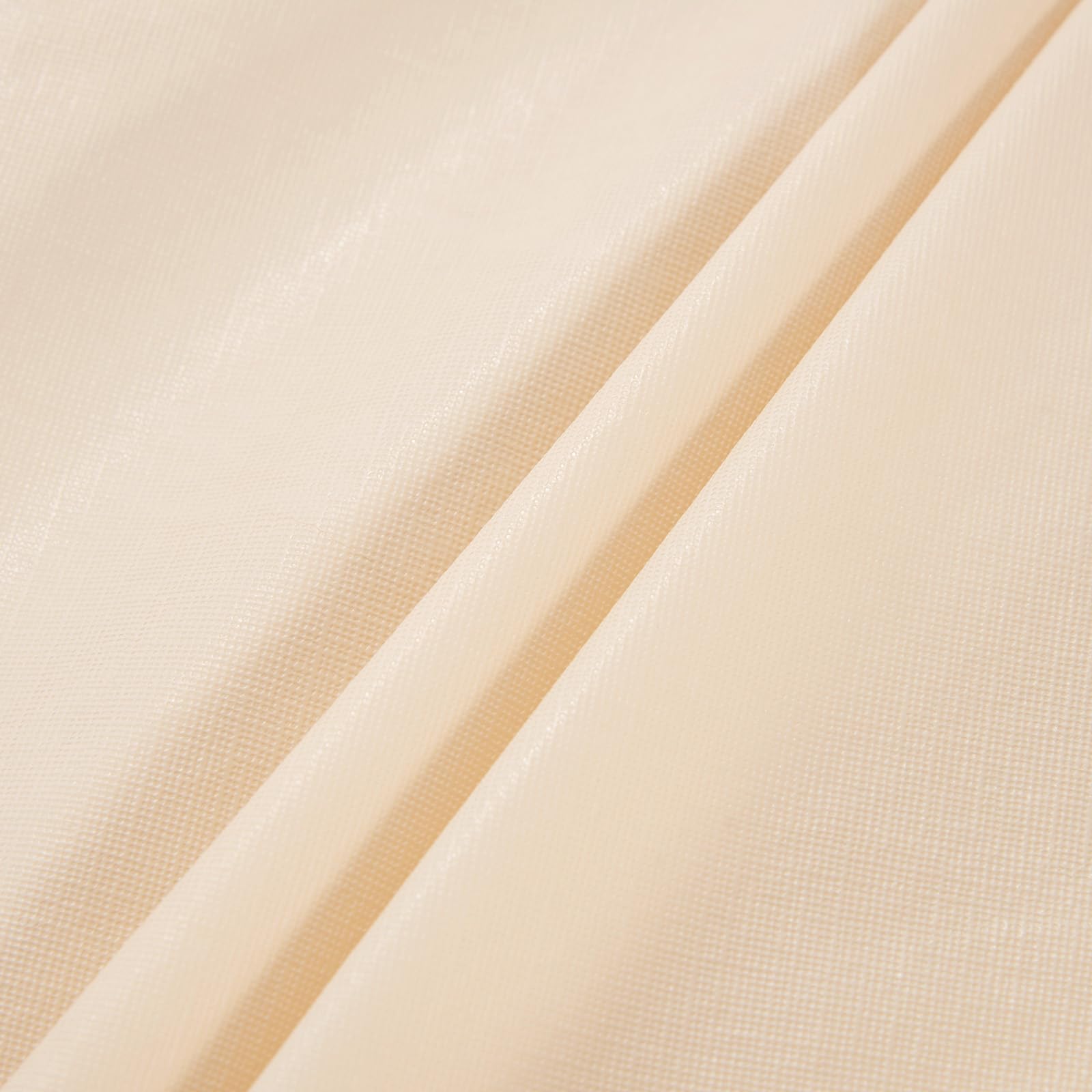 Runqiju Round Fitted Tablecloth with Elastic Edge, Flannel Backed Vinyl Tablecloths, Wipeable Waterproof Plastic Table Cloth Fits 40" - 44" Round Table for Dining, Camping, Indoor and Outdoor, Beige