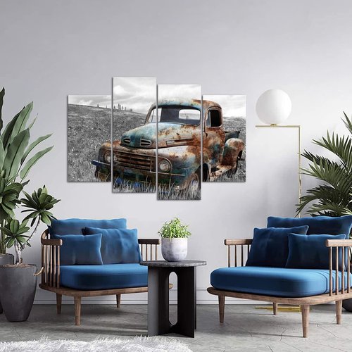 DuoBaorom Large Classic Truck Artwork Country Wall Decor Tractor Wall Art