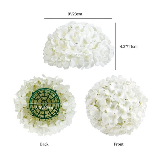Auihiay 12pcs Flower Balls for Centerpieces, White Hydrangea Wedding Flower Balls for Centerpieces, Faux Hydrangeas Floral Arrangements Bouquet for Table, Home, Wedding Decoration