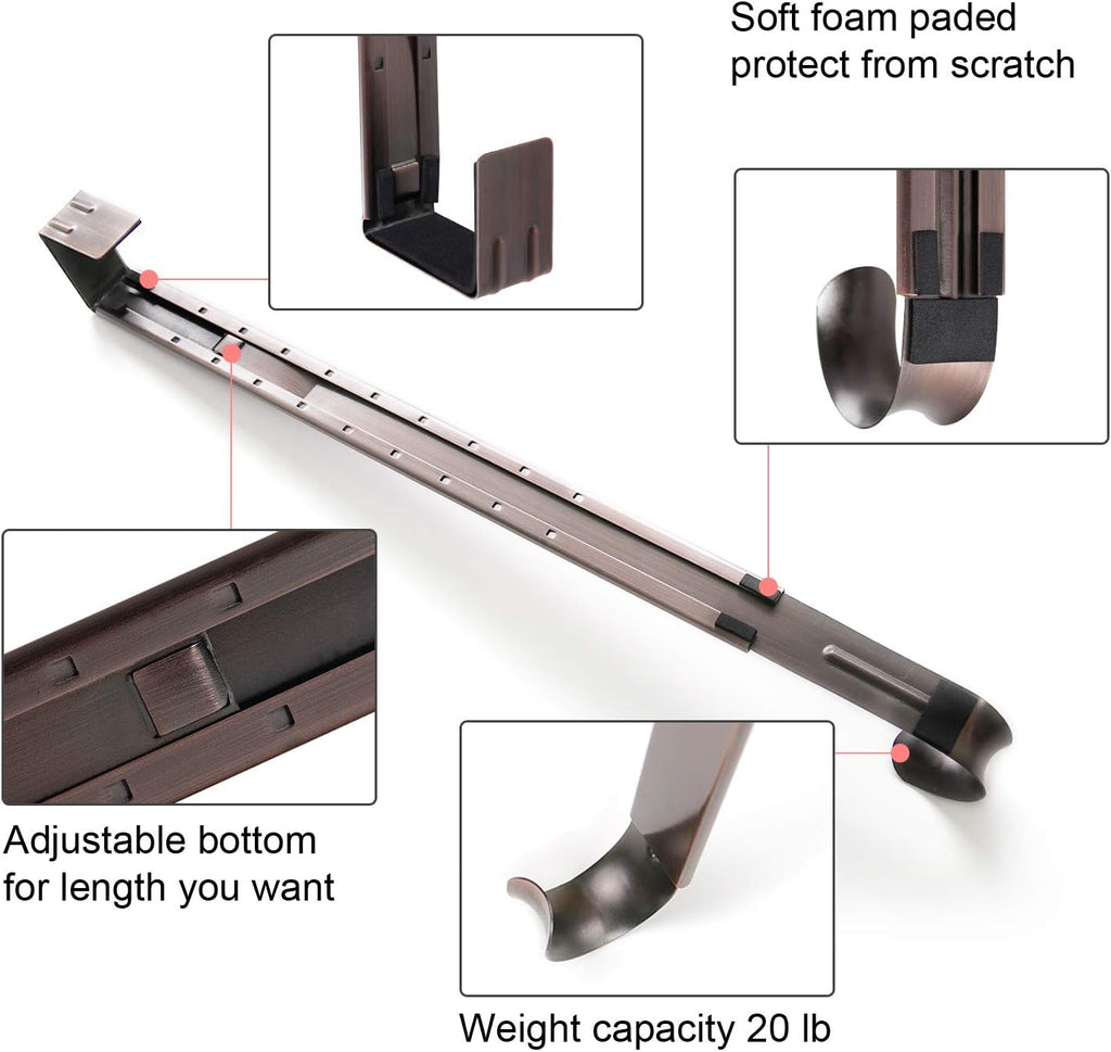 Myfolrena Wreath Hanger - Adjustable Stainless Steel Door Hook for 15-24 Inch Wreaths, 20lb Capacity