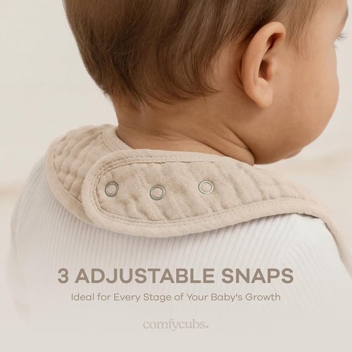 Comfy Cubs Muslin Bibs - Soft, Highly Absorbent Feeding & Teething Bibs | Pack of 8 - Colorful Unisex Designs
