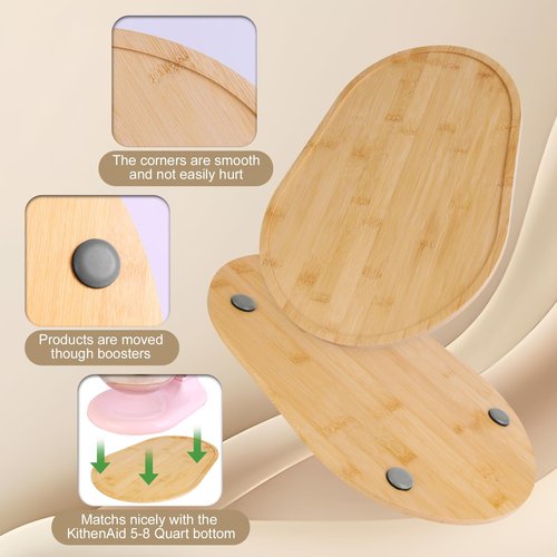 Adwrparts Food-Grade Bamboo Mixer Slider Compatible with Kitchen aid Stand Mixer Artisan Bowl Lift 5-8Qt, Countertop Storage Mover Accessories Mixer Sliding Tray Attachments