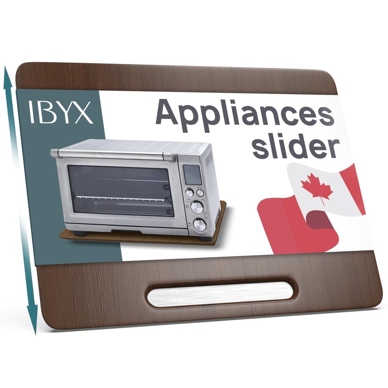 Ibyx Elegant Appliance Slider - Sliding Tray for Coffee Maker & Heavy Kitchen Appliances, Easy Slide, Made of Premium Bamboo, Space-Saving Kitchen Organizer, 40 lb Capacity, Brown - 21 x 15 Inch