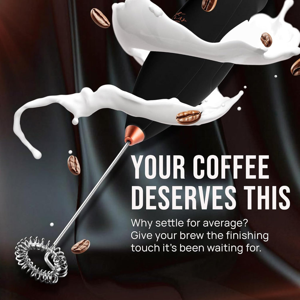 Zulay Kitchen Luxury Milk Frother - Handheld Electric Foam Maker with 4 Duracell Batteries | Perfect for Coffee, Lattes & Hot Chocolate