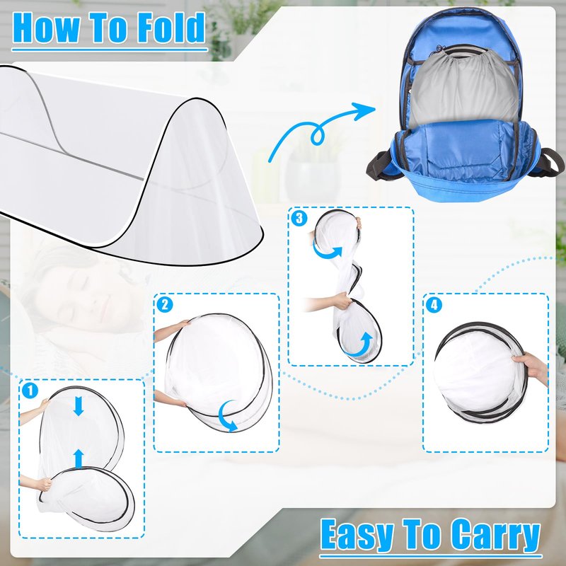 78 * 31 * 23 Inch Large Pop Up Mosquito Net, Portable Foldable Mesh Tent, Breathable Lightweight Mosquito Net Tent for Bed Camping Travel Patio