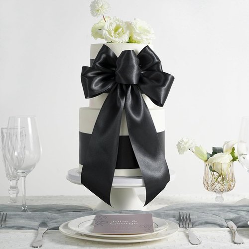MEEDEE Black Satin Ribbon - Lux Double-Faced 3 Inch Wide | 10 Yards for Christmas & Halloween Decor