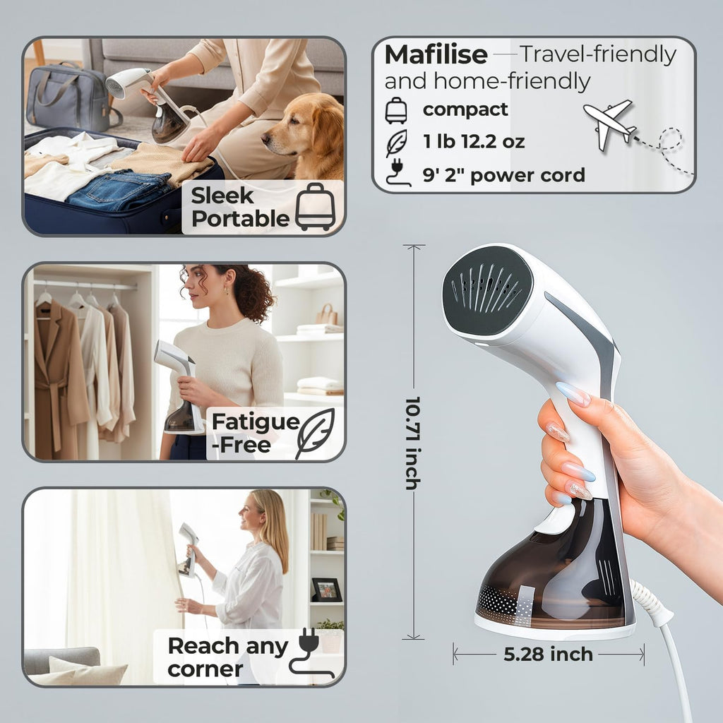 Skiennix Steamer for Clothes - 20S Fast Heat-Up, 1500W Power, 3 Steam Settings, Portable Design