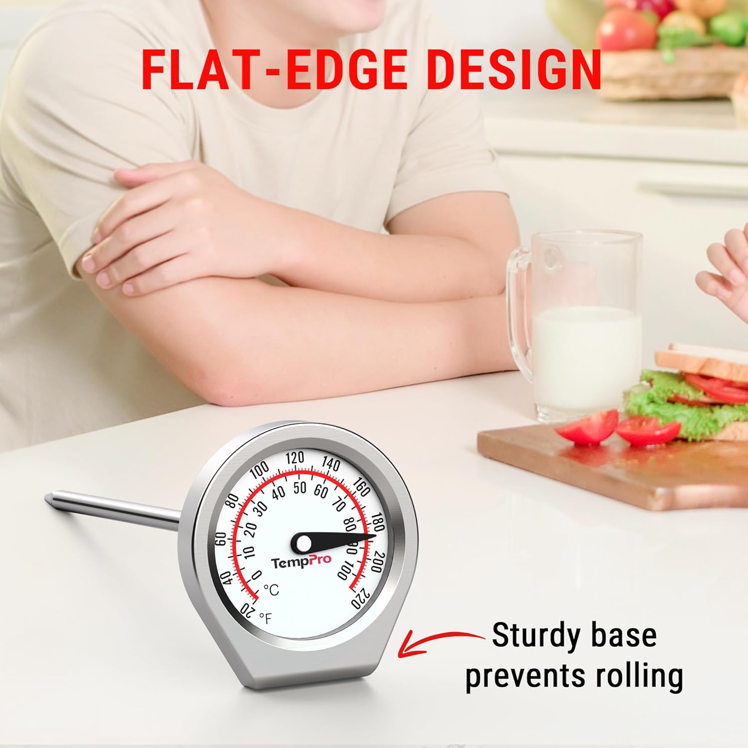 TempPro Instant Read Meat Thermometer - Portable Cooking & Grill Thermometer with Glass Lens for Steak, Turkey, Liquid