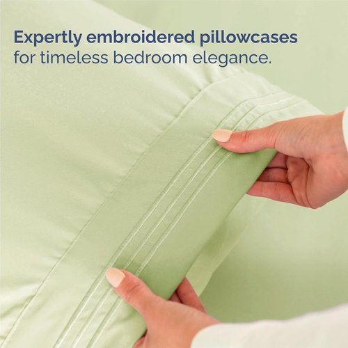King Size 4 Piece Sheet Set - Comfy Cooling Bed Sheets | Hotel Luxury Bedding - Light Sage Green