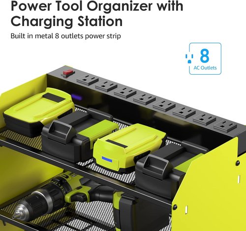 CCCEI Modular Power Tool Organizer - Wall Mount Charging Station & Heavy Duty Rack | 2 Pack Green