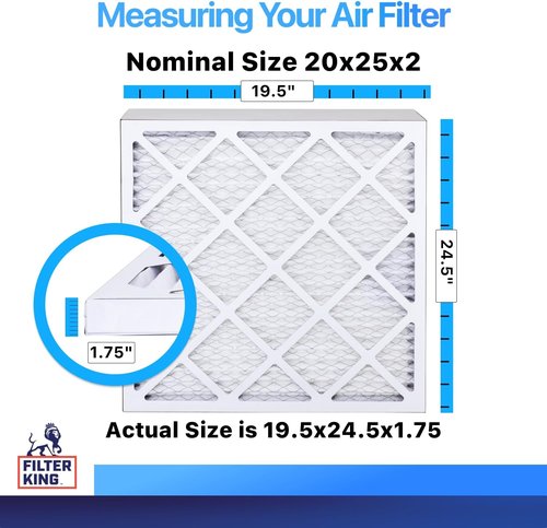 Filter King 20x25x2 Air Filter - MERV 8 Dust & Allergy Control | 6-Pack Pleated HVAC Filters