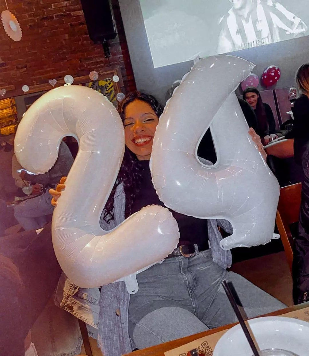Translucent White Number 40 Balloon - 40 Inch 40th Birthday Decorations for Men & Women
