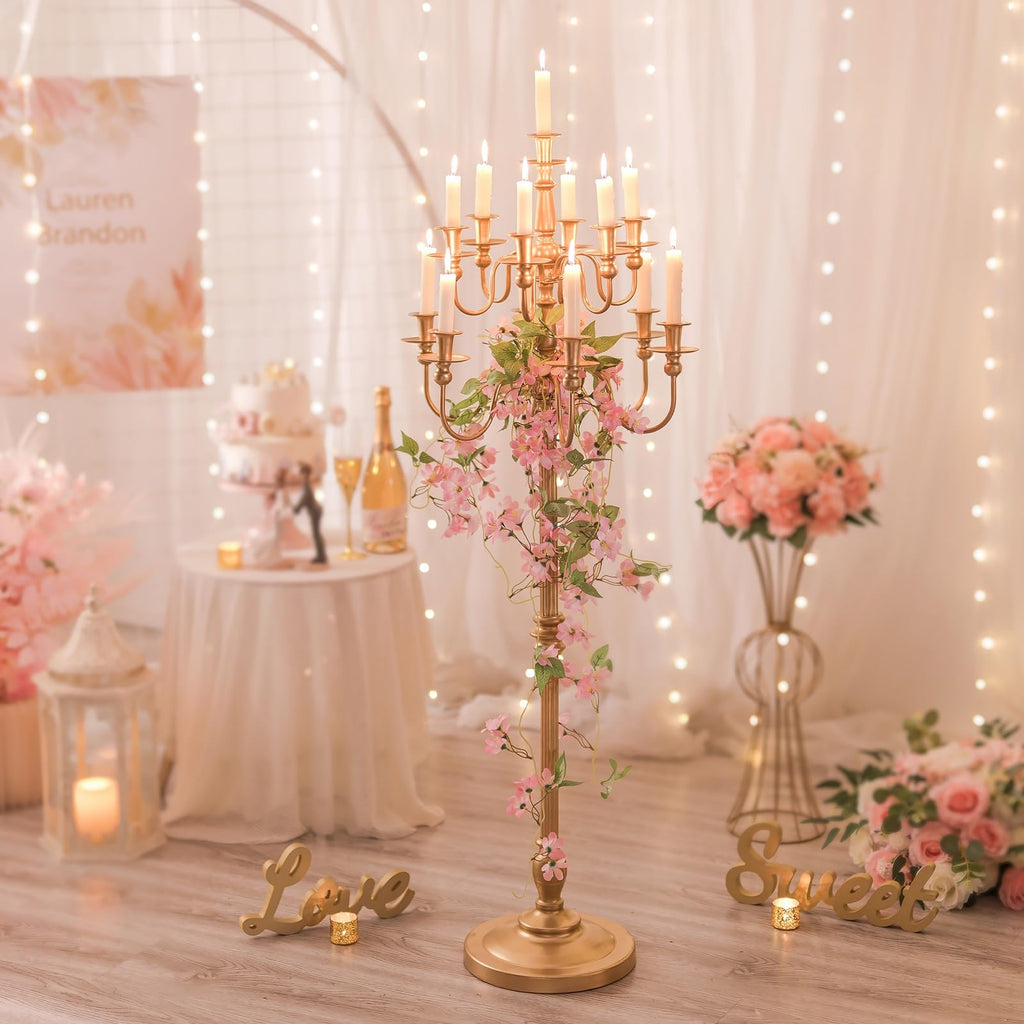 Sziqiqi Candelabra Candle Holder for Wedding: 51in Tall Candelabra 13 Branches Gold Candle Holders for Candlesticks Wedding Centerpiece Table Decorations