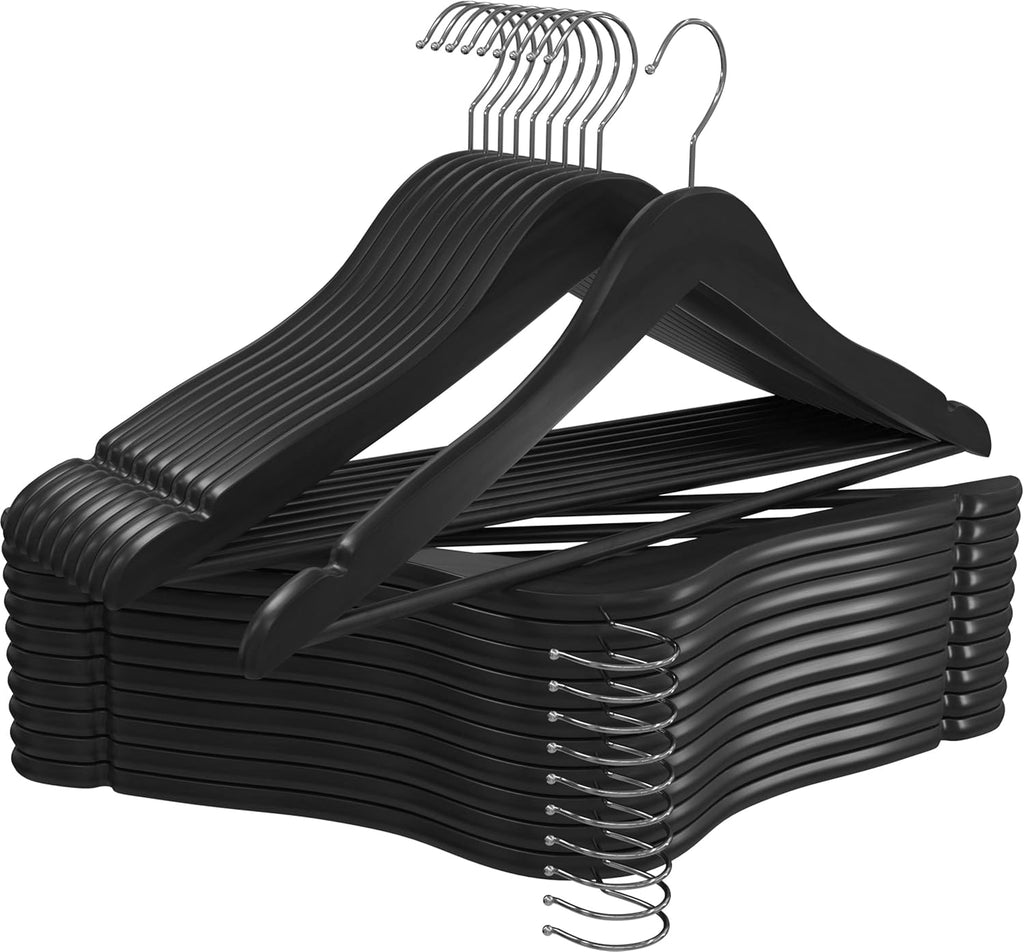 Utopia Home Premium Wooden Hangers - Durable Slim Coat Hangers with 360° Rotatable Hook | 20 Pack in Black