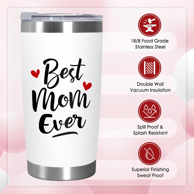 TEEZWONDER Mothers Day Gifts from Daughter Son - 20 oz Stainless Steel Insulated Coffee Tumbler with Lid - Birthday Gifts for Mom, Mothers in Law, Mama, Grandma, Tumblers for Women