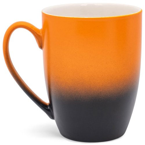 Elanze Designs Orange Black Two Toned Ombre Matte 12 ounce Ceramic Stoneware Coffee Cup Mugs Set of 4