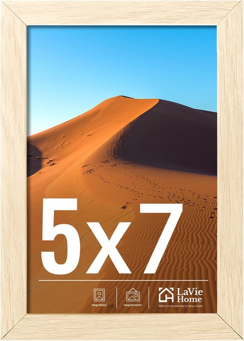 LaVie Home 5x7 Picture Frame - Classic Oak Design with HD Plexiglas for Vertical or Horizontal Display