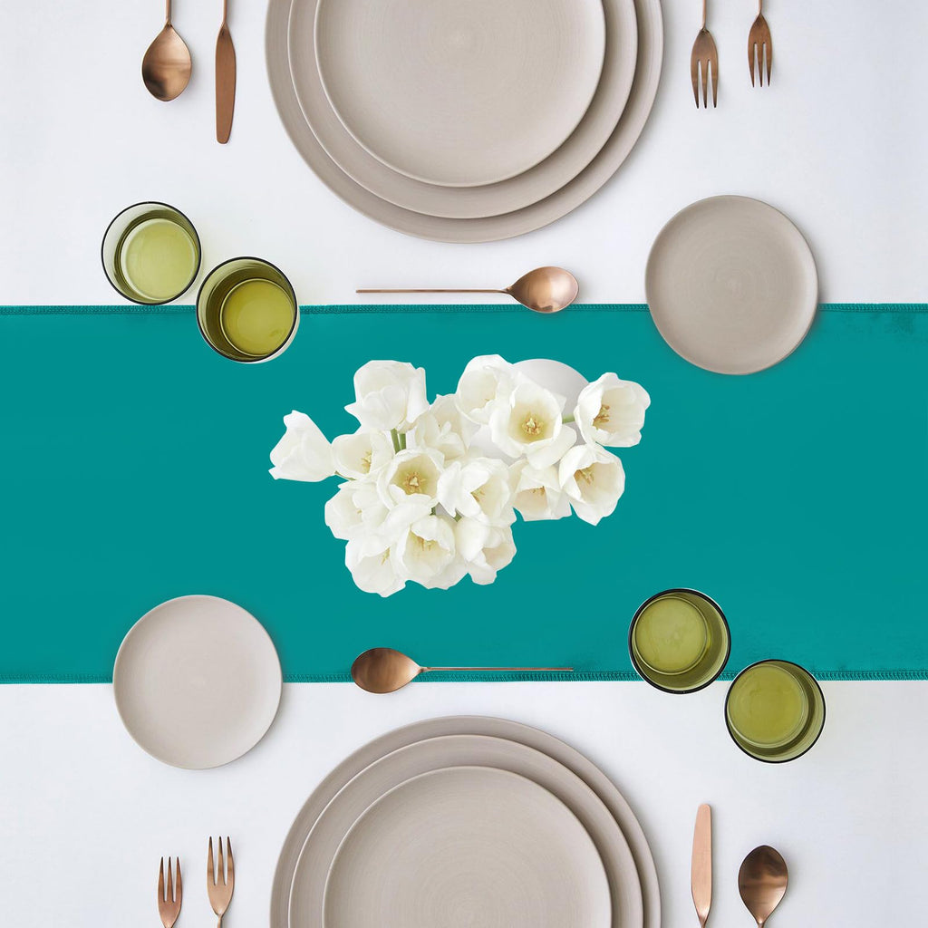 Yblut 10 Pack Satin Table Runner 12 x 108 Inch Long Peacock Blue Silk Table Runner for Wedding Party Banquet Birthday Decoration