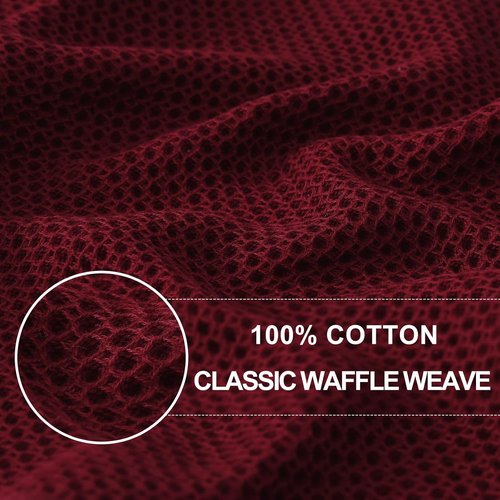 Homaxy 100% Cotton Waffle Weave Kitchen Dish Towels - Ultra Soft & Absorbent, 13 x 28 Inches, 12-Pack | Burgundy