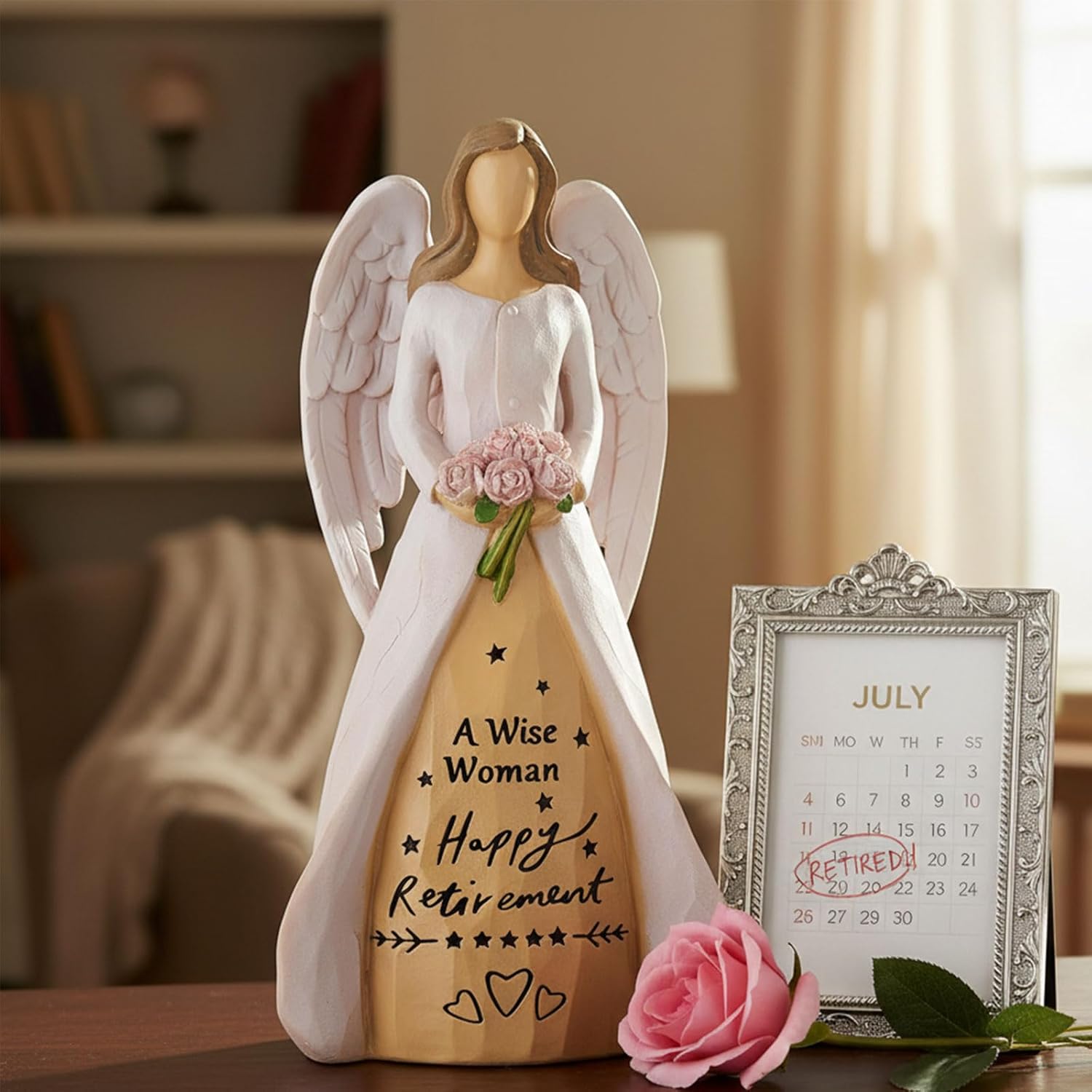 NAN ZAI NAN FANG Retirement Gifts for Women | Funny Hand-Painted Angel Figurine - 5.5" Personalized Gift for Coworkers, Teachers, Nurses & Friends
