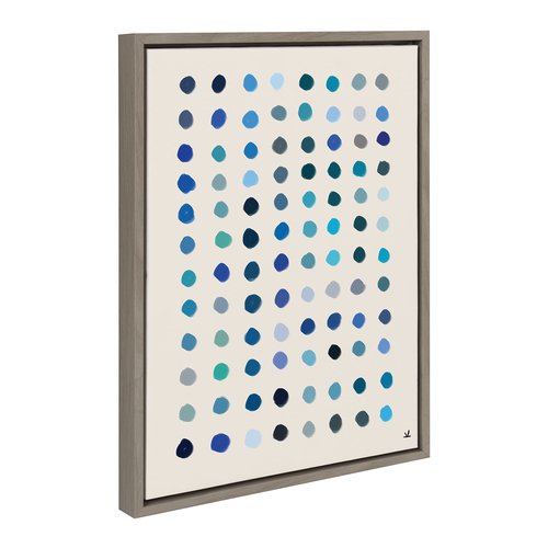 Kate and Laurel Sylvie Meditation 5 Framed Canvas Wall Art by Kelly Knaga, 18x24 Gray, Decorative Modern Blue Art Print for Wall