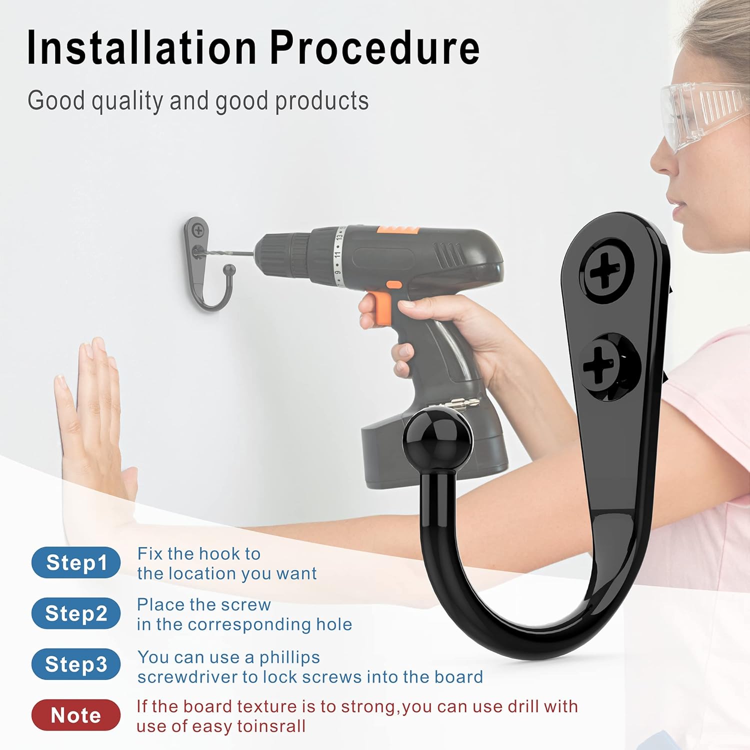 Skiennix 15 Pcs Black Wall Mounted Coat Hooks - Durable Hangers with 30 Screws for Towels, Keys & More