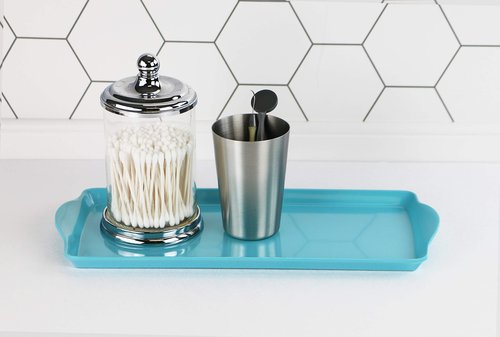 Reston Lloyd Melamine Plastic Tidbit Tray, BPA-Free, Food Safe, Multipurpose Platter Serving Tray, Bathroom/Table Organizer, Turquoise