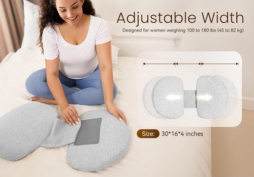 Tinkerz Pregnancy Pillow for Sleeping Memory Foam Pillow for Side Sleeper, Maternity Pillow Support for Back, Belly, Hips for Pregnant Women