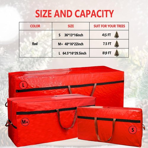 Christmas Tree Bag - Waterproof & Tearproof Storage for 4FT/5FT Trees | Easy Transport & Organization in Red