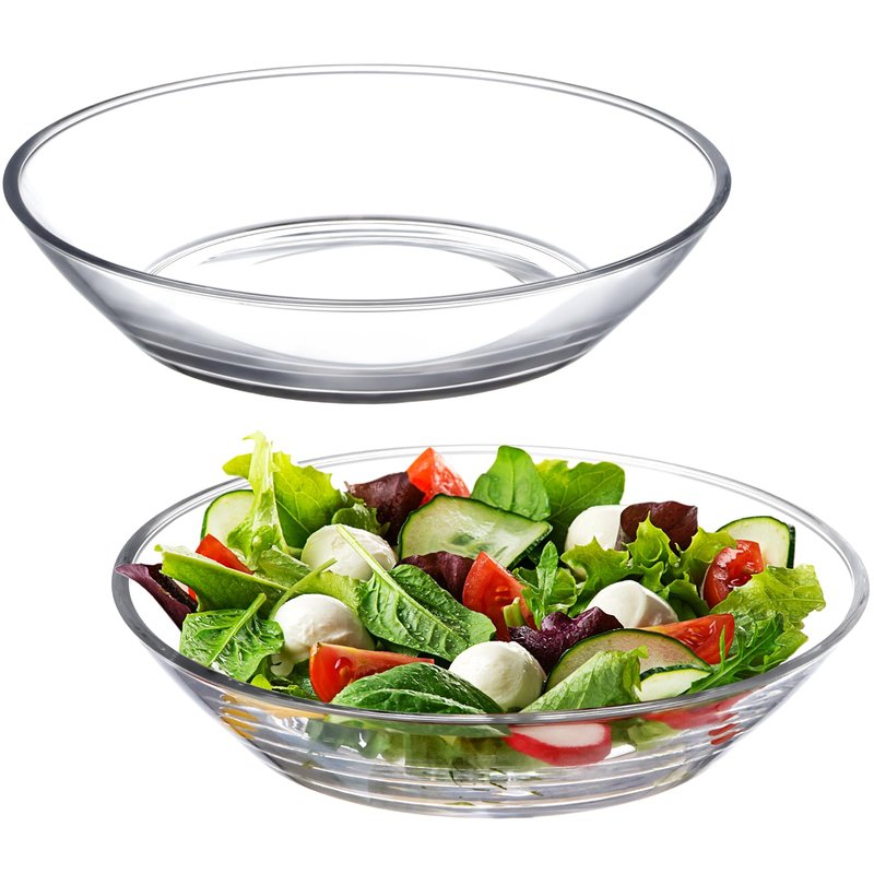NUTRIUPS Small Glass Pasta Bowl 2 Pack, 20oz Glass Plate Bowls for Soup, Salad and Dessert, Microwave,Oven and Dishwasher Safe, 7 Inch (POUGINE Set)