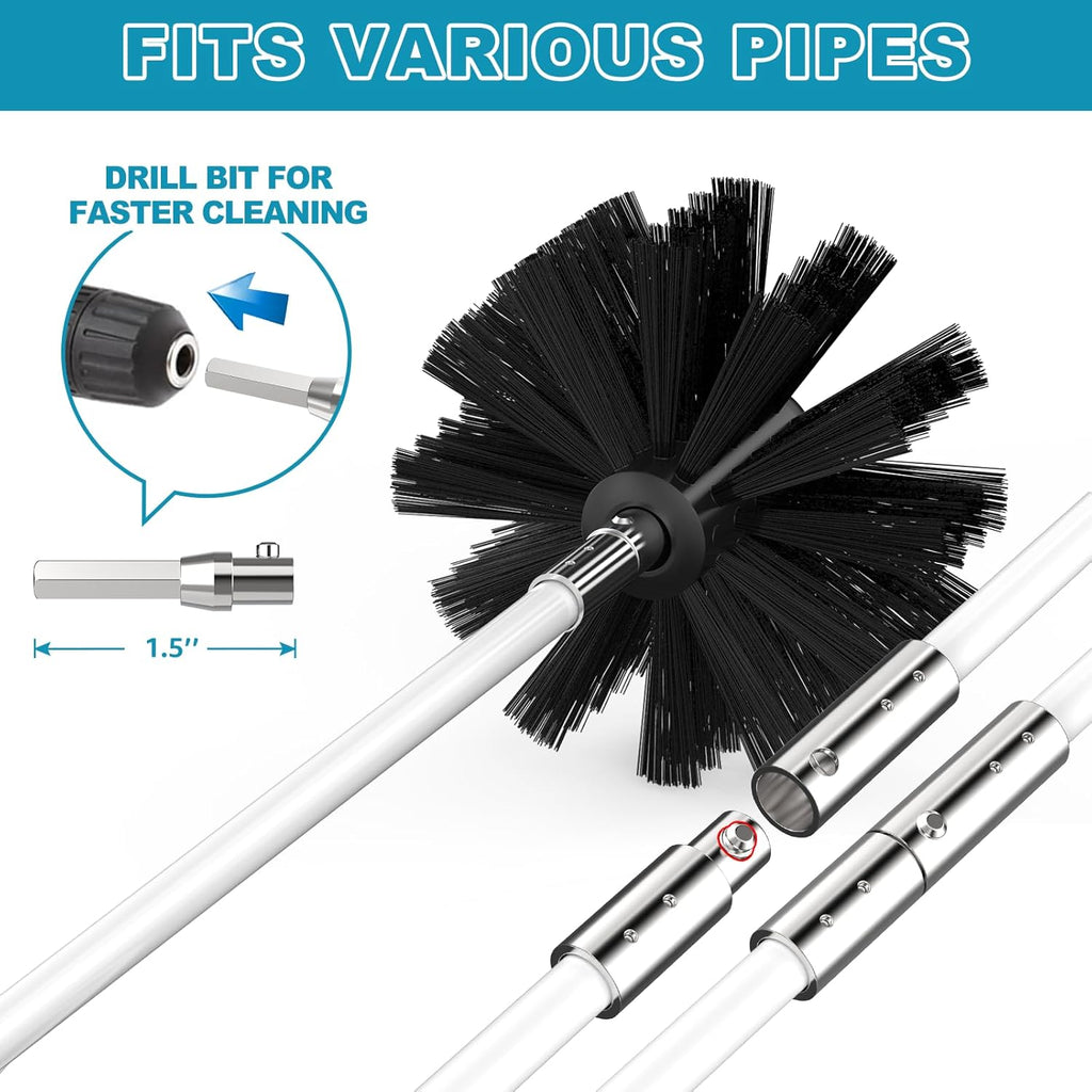 Sealegend Dryer Vent Cleaner Kit - 40 Feet Flexible Brush with Quick-Snap Drill Attachment | Lint Remover & Chimney Brush