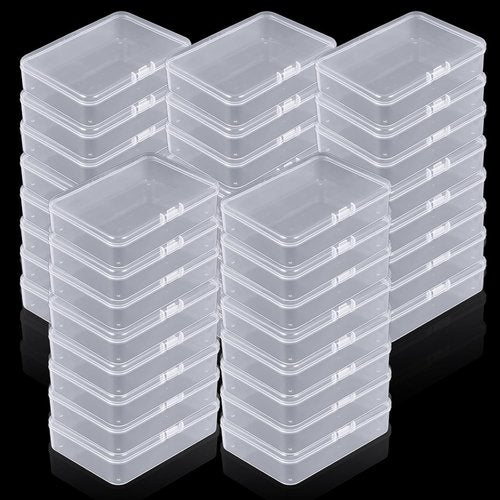 LECEHIVO Clear Plastic Bead Storage Containers - 40 Pcs with Lids & Stickers | 4.1 x 3 x 1 Inch