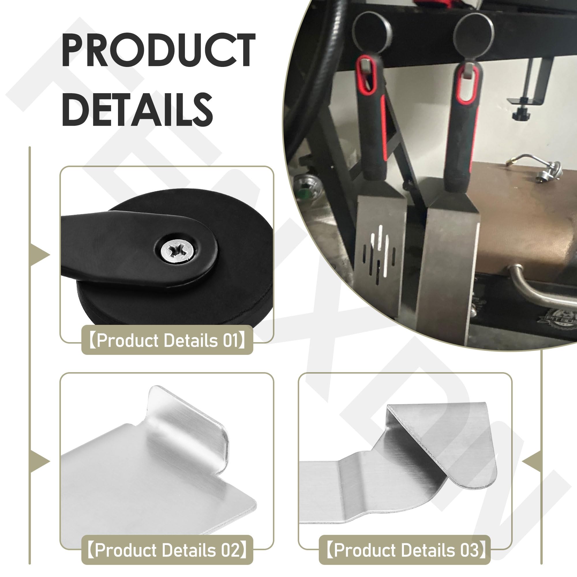 For Blackstone 5188 Rear Grease Gate, 3 Magentic Hooks and Tool Combo, Flat Top Griddle Accessories