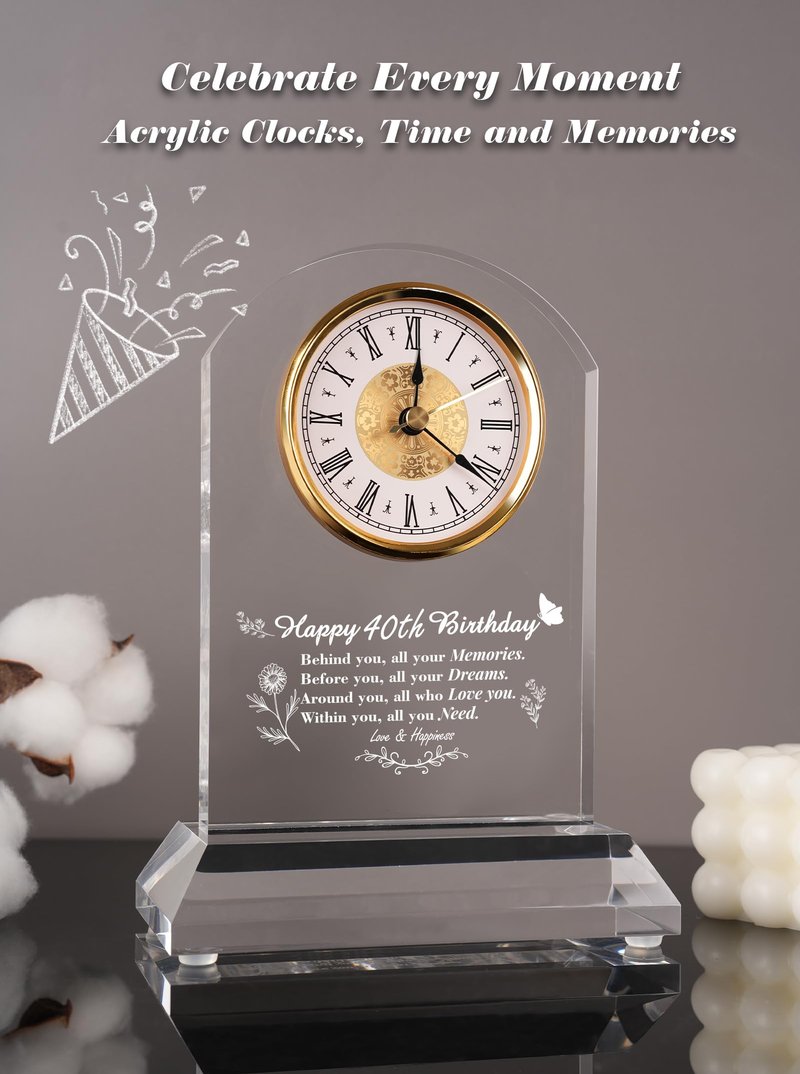 DEEWISH 90th Birthday Gift Quartz Desk Clock – Elegant Home Blessing Decoration for Parents, Grandparents, Friends, Mom, Dad, Happy 90 Years Birthday Decoration for Women Men
