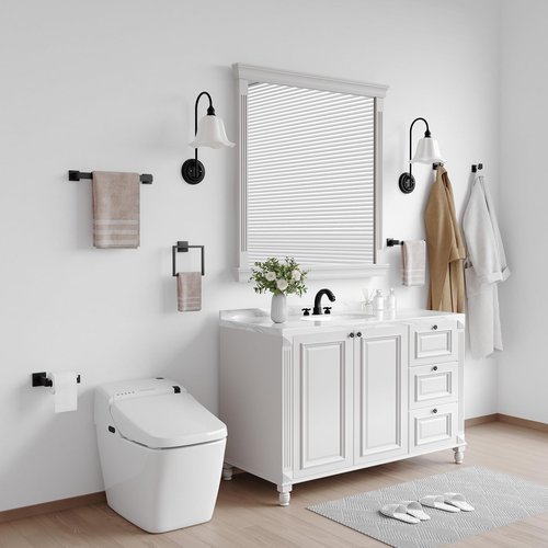12-Piece Matte Black Bathroom Hardware Set, Heavy Duty Bath Towel Bar Set Including - 16" Towel Rack&Hand Towel Holder&Toilet Paper Holder&Towel Ring&Robe Towel Hook