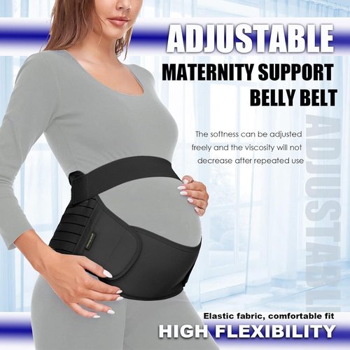 ChongErfei Maternity Support Belt - 3-in-1 Back, Pelvic & Hip Pain Relief | Black, Size L (39.5"-51.3")