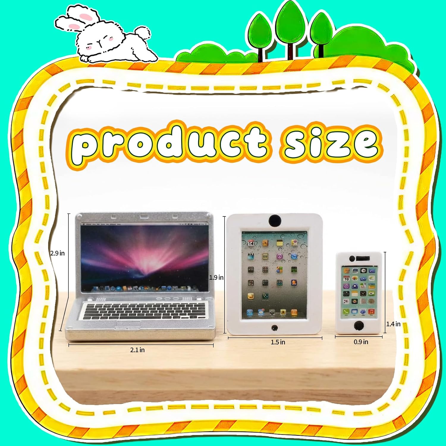 Skiennix Dollhouse Mini Laptop, Tablet & Smartphone Set - 3 Pack Silver Accessories for 1/6 & 1/12 Scale