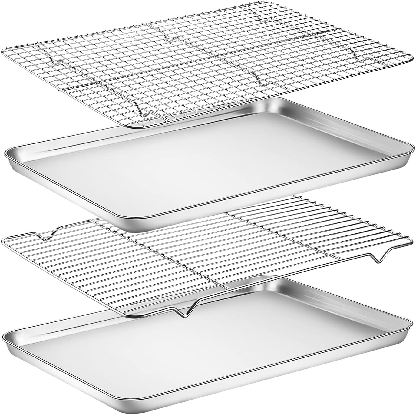 Yododo Baking Sheet Set - Stainless Steel Cookie Sheets with Cooling Racks | Heavy Duty & Easy Clean - 17½ Inch