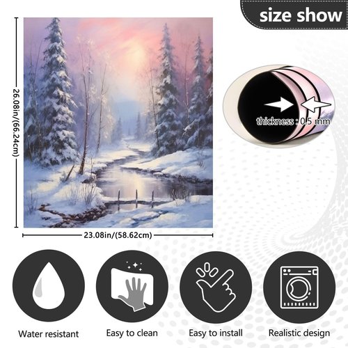 YETTASBIN Rustic Winter Dishwasher Magnet Cover, 23 x 26 Inch, PVC + Magnetic Composite, 1 Count