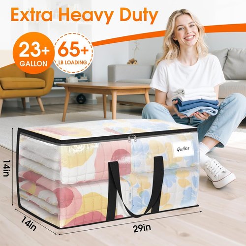 Fab Totes Moving Bags - Extra Heavy Duty Oversized Storage Solution with Reinforced Handles & Double Zippers | Ideal for Dorm Room Essentials