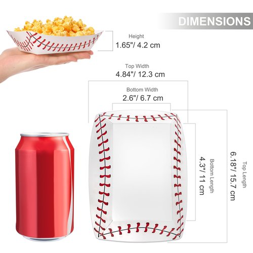 Kingrol 200 Pack Baseball Party Food Trays - Disposable Paper Boats for Nachos, Hot Dogs, Fries, and Party Snacks - Perfect for Baseball Themed Birthday Parties, Carnivals, and Movie Nights