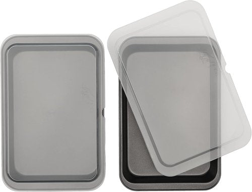 GoodCook Nonstick Steel Cake Baking Pans - Set of 2 with Covers | 13" x 9", Gray