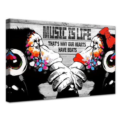 Novatique Banksy Canvas Wall Art Street Graffiti Wall Art Abstract Pop Art Wall Decor Modern Monkeys Pictures Home Decor for Living Room Bedroom, 24 x 36inch