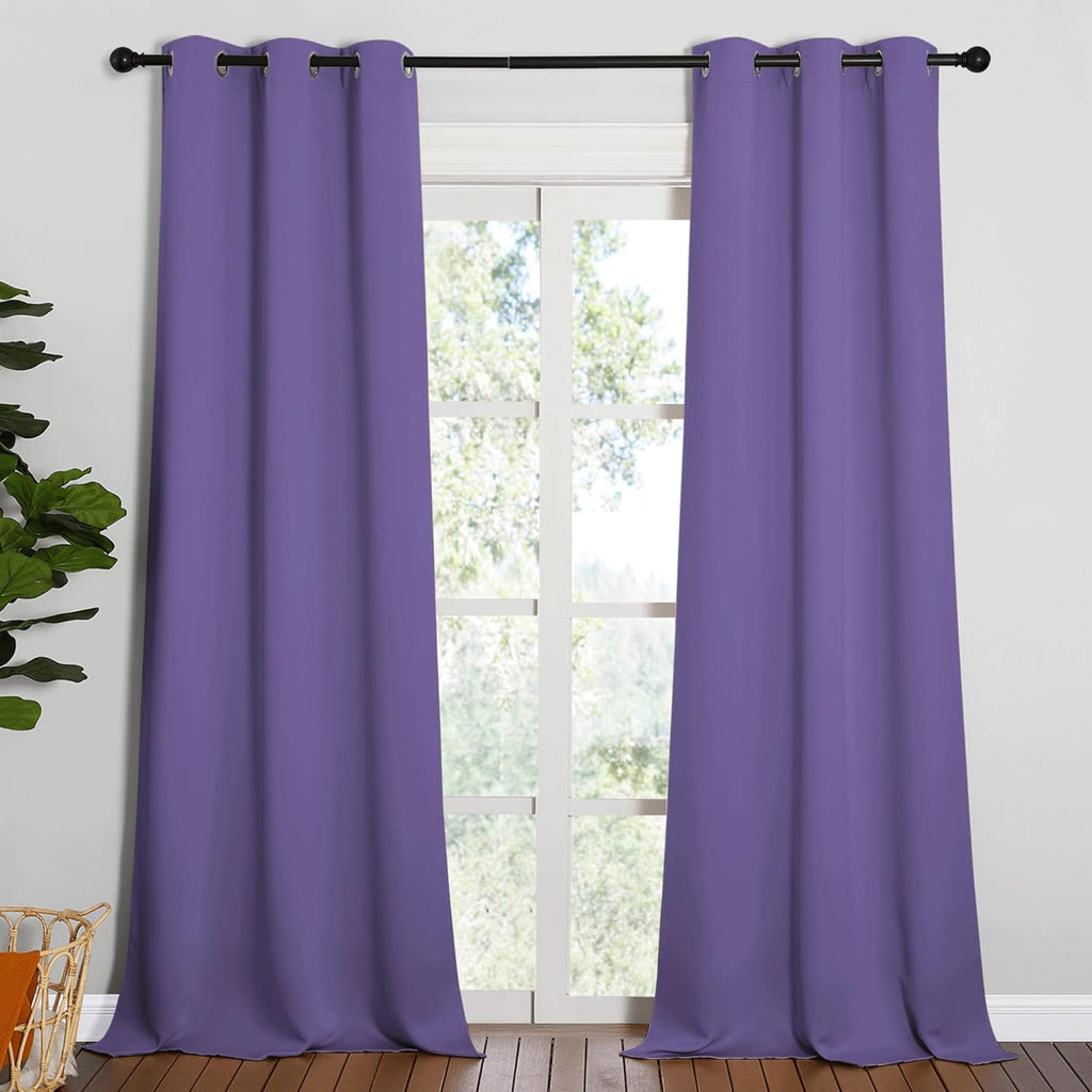 NICETOWN Blackout Curtains for Patio Glass Doors - Privacy Drapes in Lilac Purple, 42" x 95" (1 Pair)