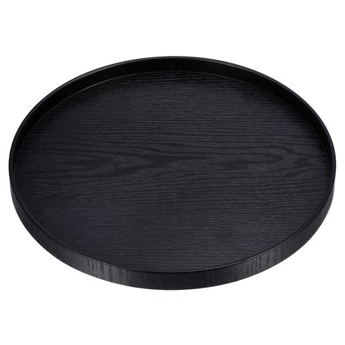 PATIKIL Wood Serving Tray 12 Inch, Round Decorative Platter for Home Decor Kitchen Table Candle Holder, Black