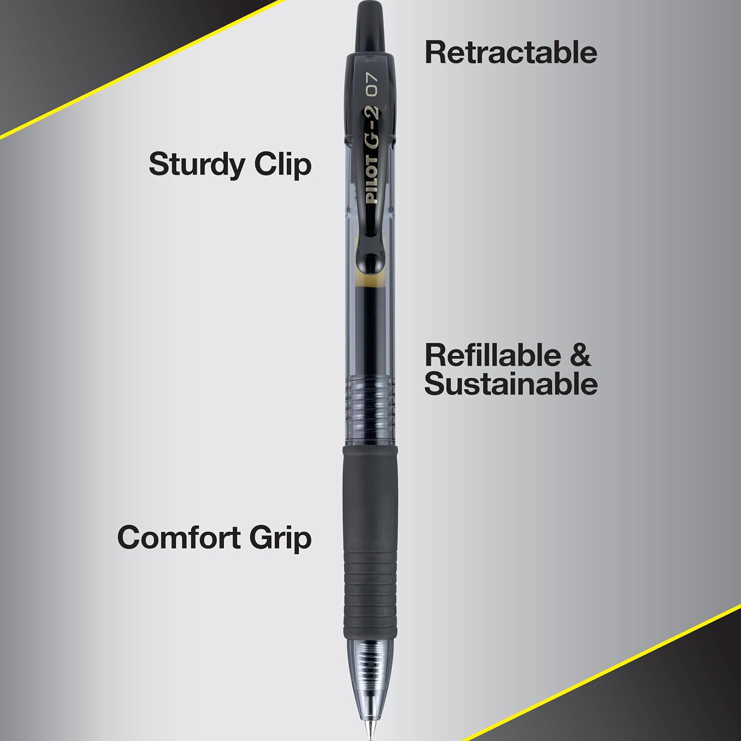PILOT G2 Premium Gel Pens - Refillable & Retractable, Fine Point, Black Ink - 12 Count Pack